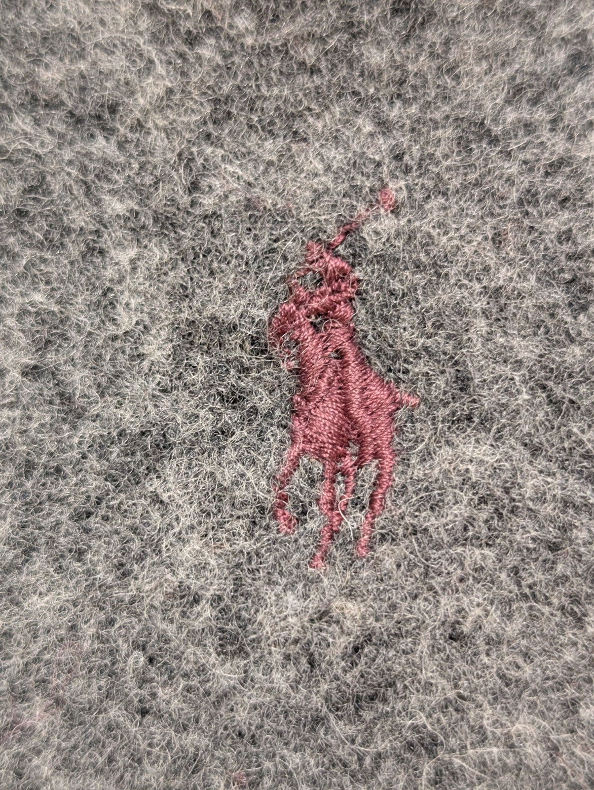 Écharpe Polo Ralph Lauren 100% Laine d'Agneau Grise Logo Bordeaux Scotland