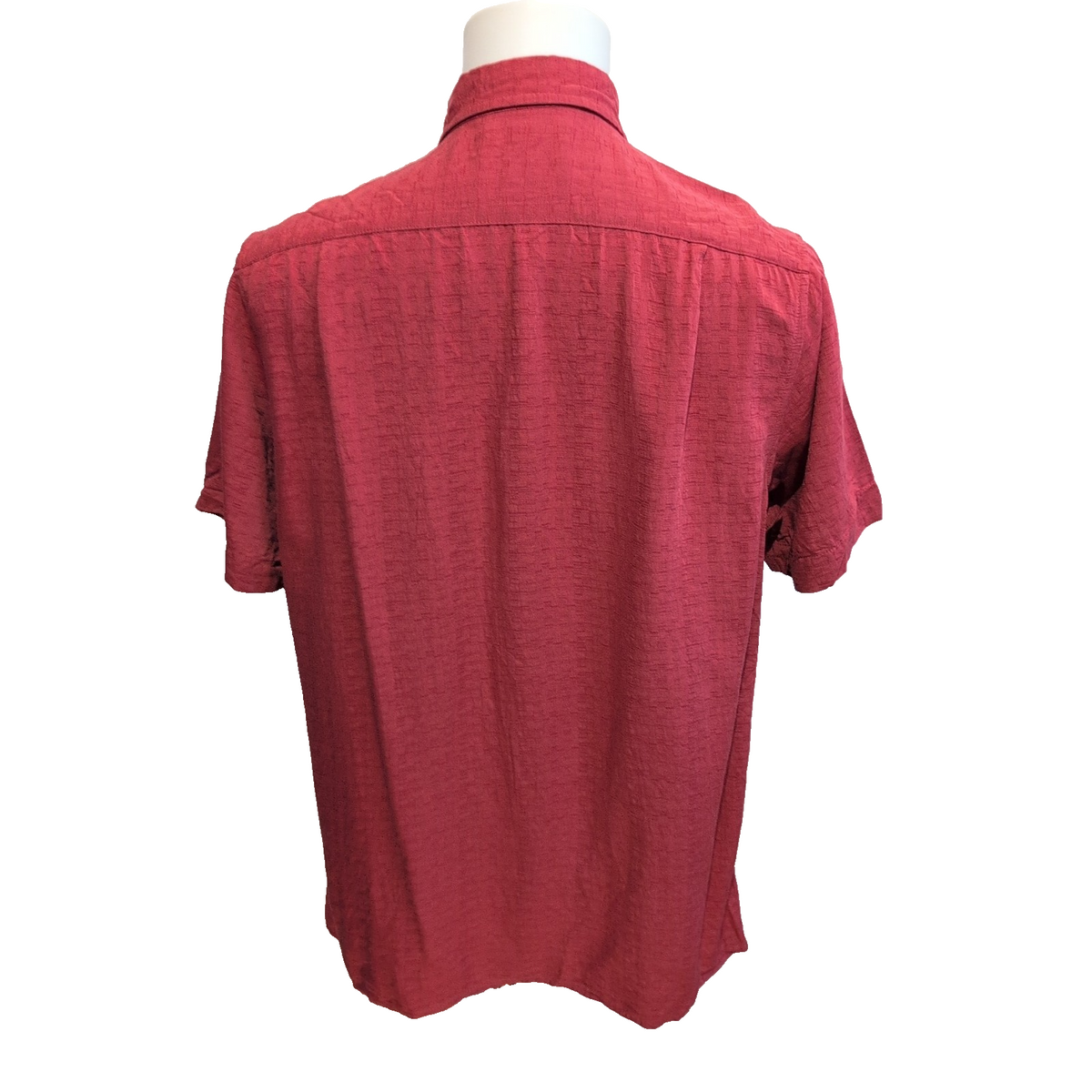 Chemise Tasso Elba Taille L Rouge Soie Rayonne Gaufrée Manches Courtes