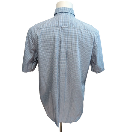 Chemise Nautica L Bleu Carreaux 100% Coton Made in Mauritius Manches courtes