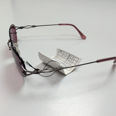 Lunettes de soleil Y2K Sans monture Verres violets Branches fines