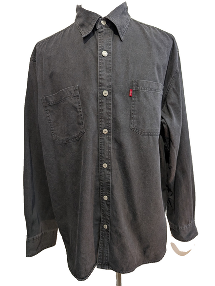 Chemise LEVI'S Jean Denim Noir Manches Longues Boutons Métal - Taille XL / XXL