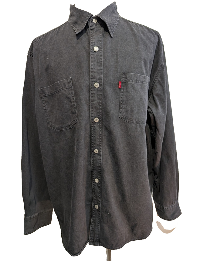Chemise LEVI'S Jean Denim Noir Manches Longues Boutons Métal - Taille XL / XXL