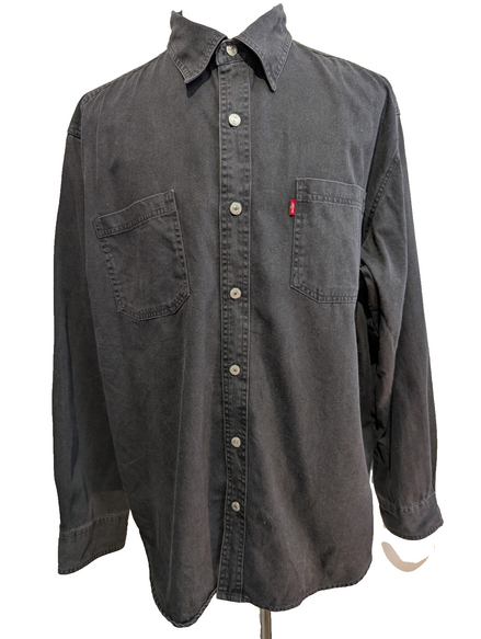 Chemise LEVI'S Jean Denim Noir Manches Longues Boutons Métal - Taille XL / XXL
