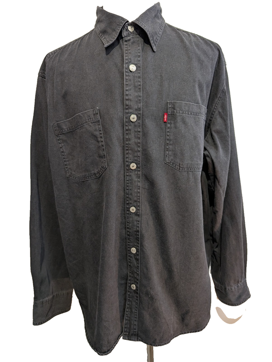 Chemise LEVI'S Jean Denim Noir Manches Longues Boutons Métal - Taille XL / XXL