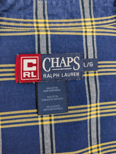 Chemise shirt Chaps Ralph Lauren L carreaux bleu jaune coton button down