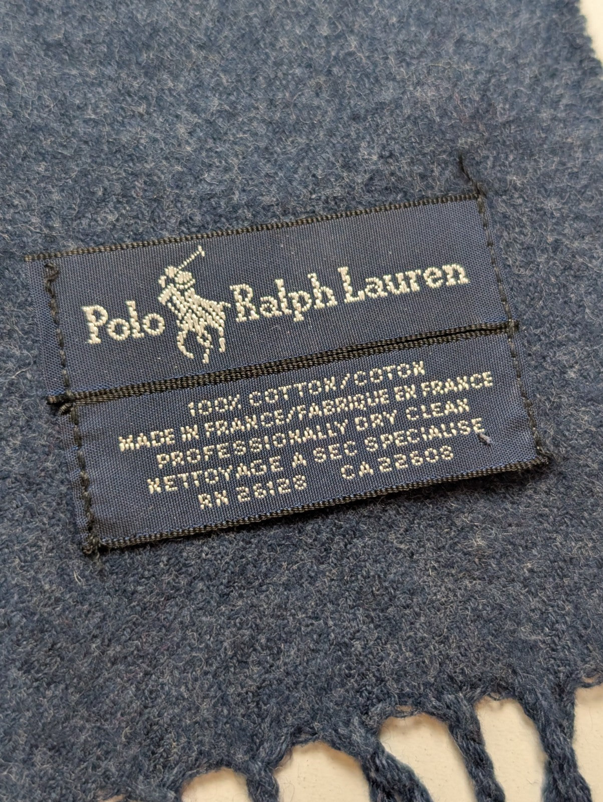 Écharpe Polo Ralph Lauren Bleu Marine 100% Coton Logo Poney Vert