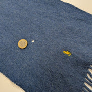 Écharpe Polo Ralph Lauren Vintage 100% Laine d'Agneau Bleu Clair Logo Jaune