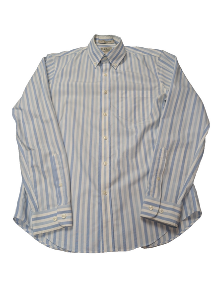 Chemise L.L Bean blanche à rayures bleu taille S #222msch