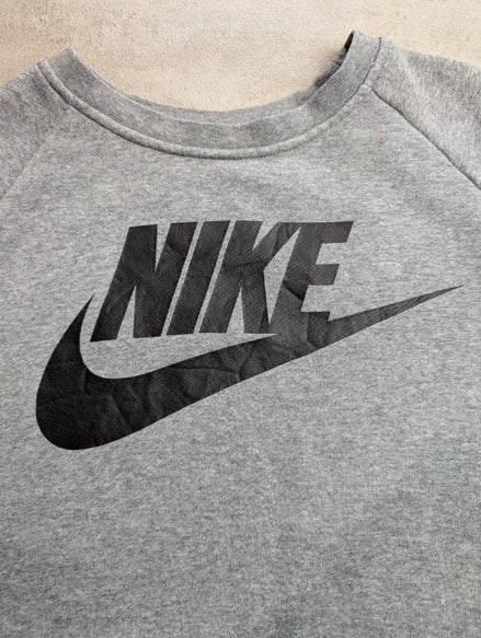 Sweat Nike à Poches Gris Clair Vintage Style Sportswear Coupe Longue Taille L XL