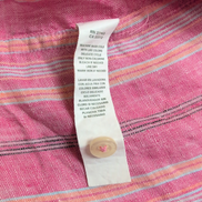 Chemise Perry Ellis 100% Lin Rose Rayures Manches Courtes Taille L