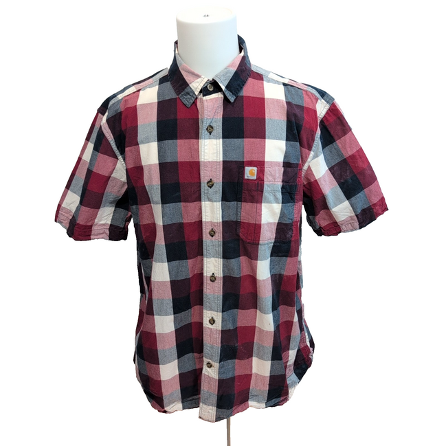 Chemise Carhartt Relaxed Fit XL Rouge Carreaux Manches Courtes
