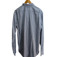 Chemise Ralph Lauren bleue à rayures longue logo jaune taille L Long #2497