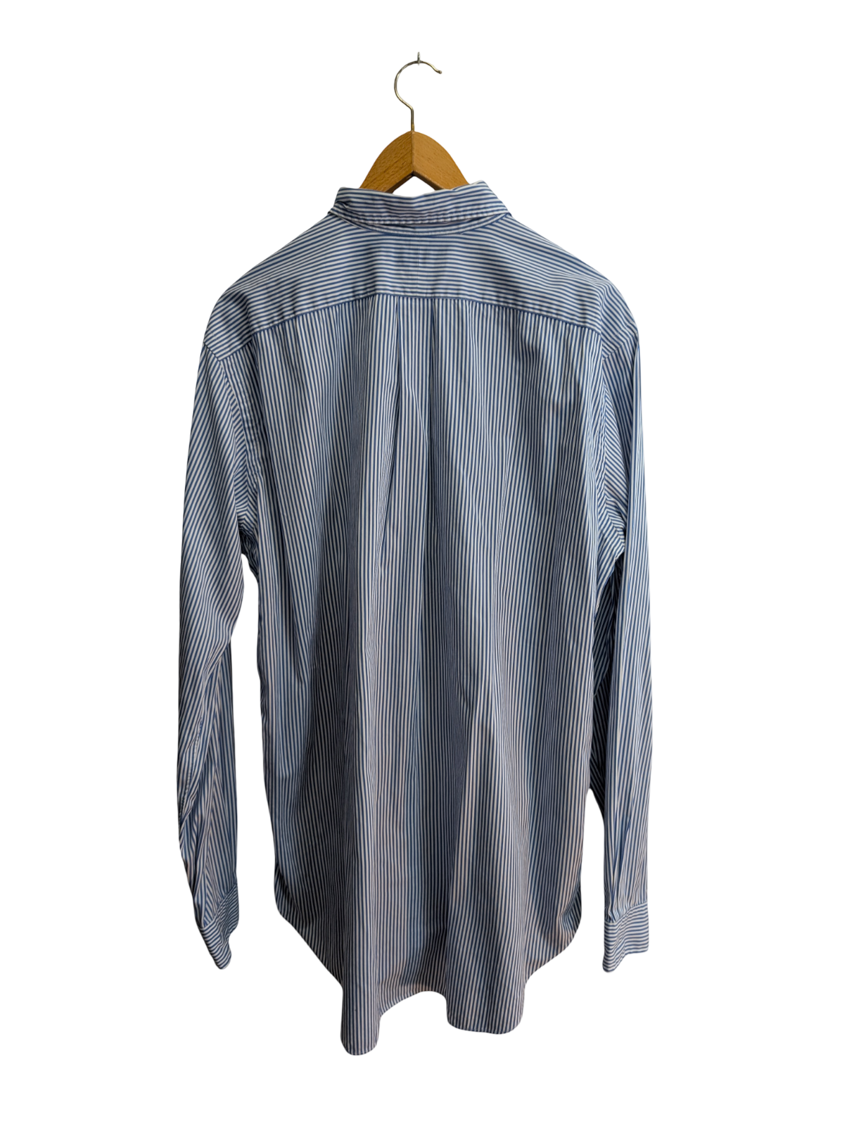 Chemise Ralph Lauren bleue à rayures longue logo jaune taille L Long #2497