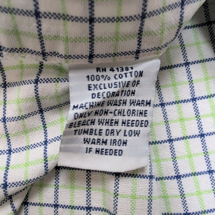 Chemise Ralph Lauren M Vert Bleu Carreaux Oxford Shirt Button Down Logo Marron