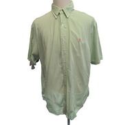 Chemise Ralph Lauren XL Verte Rayures Manches Courtes Classic Fit BD Shirt