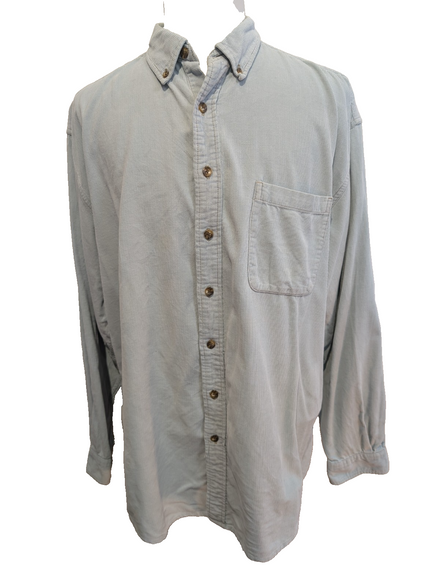Chemise EDDIE BAUER T.XL TALL Velours Côtelé Vert Pâle Vtg