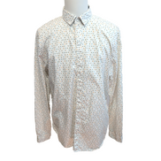 Chemise Tom Tailor XXL Blanche Motifs Géométriques Regular Fit manches longues