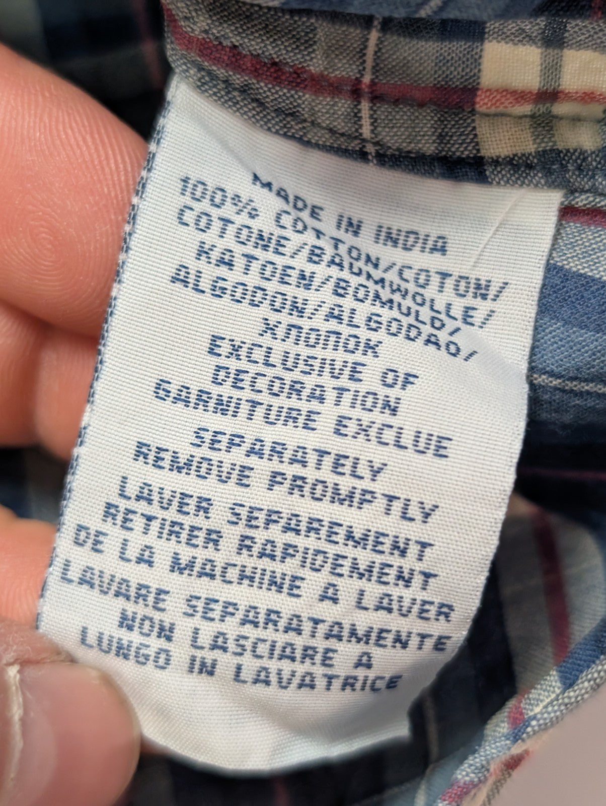 CHEMISE Ralph Lauren Homme L CUSTOM FIT Bleu Carreaux TBE Réparée 100% Coton