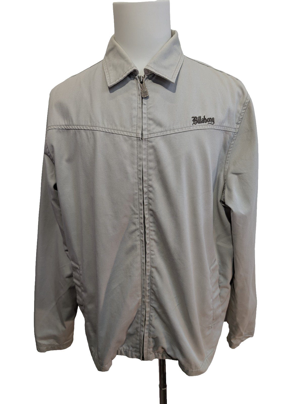 Blouson Billabong Homme L Crème Veste Harrington Coton Vintage Logo Brodé Dos