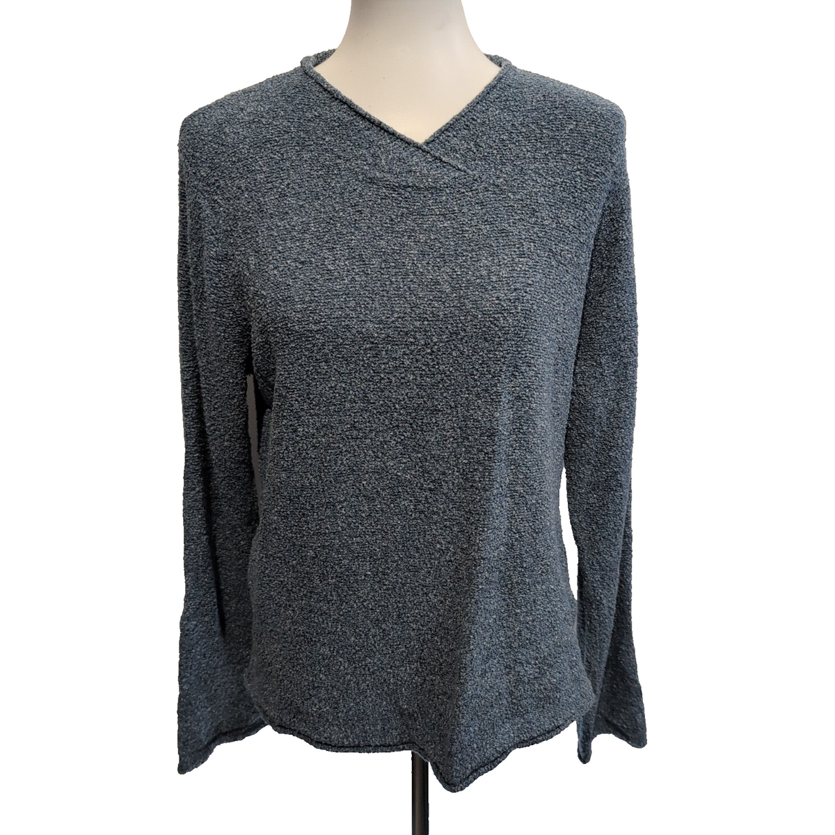 Pull Columbia Sportswear Femme L Bleu Chiné Gris Col V Maille Douce