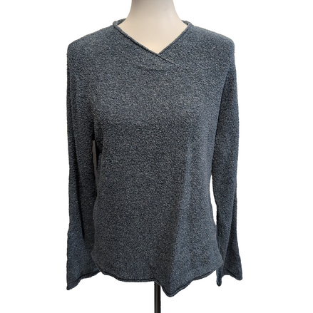 Pull Columbia Sportswear Femme L Bleu Chiné Gris Col V Maille Douce