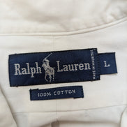 Chemise Ralph Lauren Blanche Logo Bleu Marine M. Longues Taille L (Coupe large)