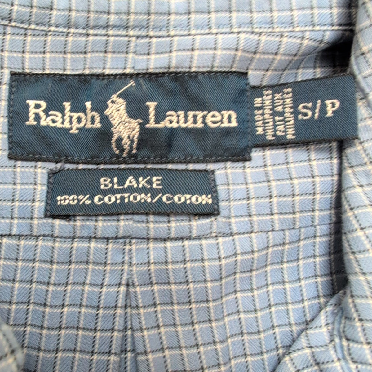 Chemise Ralph Lauren Blake S Bleu Microcarreaux Manches Courtes