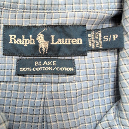 Chemise Ralph Lauren Blake S Bleu Microcarreaux Manches Courtes