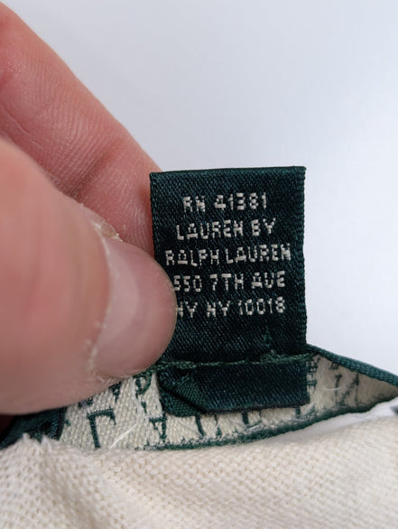 Gilet cardigan Lauren Ralph Lauren M crème coton boutons dorés blason