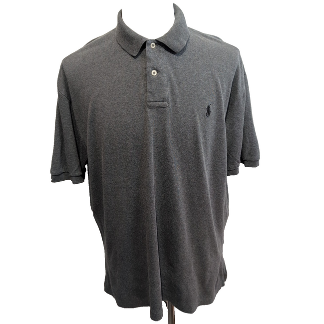 Polo Ralph Lauren Homme L Gris Logo Noir Polo Manches Courtes