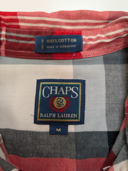 Chemise CHAPS RALPH LAUREN - Carreaux Rouge/Gris - Taille M - 100% Coton