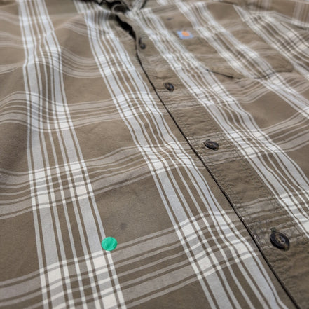 Chemise Carhartt Relaxed Fit 2XL Carreaux Kaki Manches courtes Poche Stylo