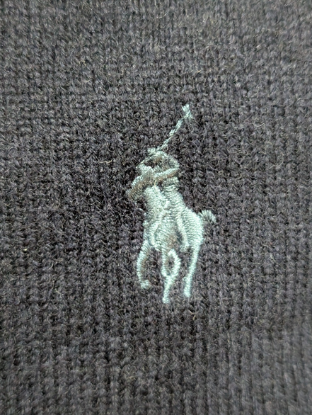 Pull Polo Ralph Lauren 100% Laine Mérinos Bleu Marine Col V - Taille 3XL