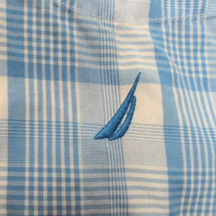 Chemise nautica bleu à carreaux Manche courte Taille XL Une poche logo bred bleu