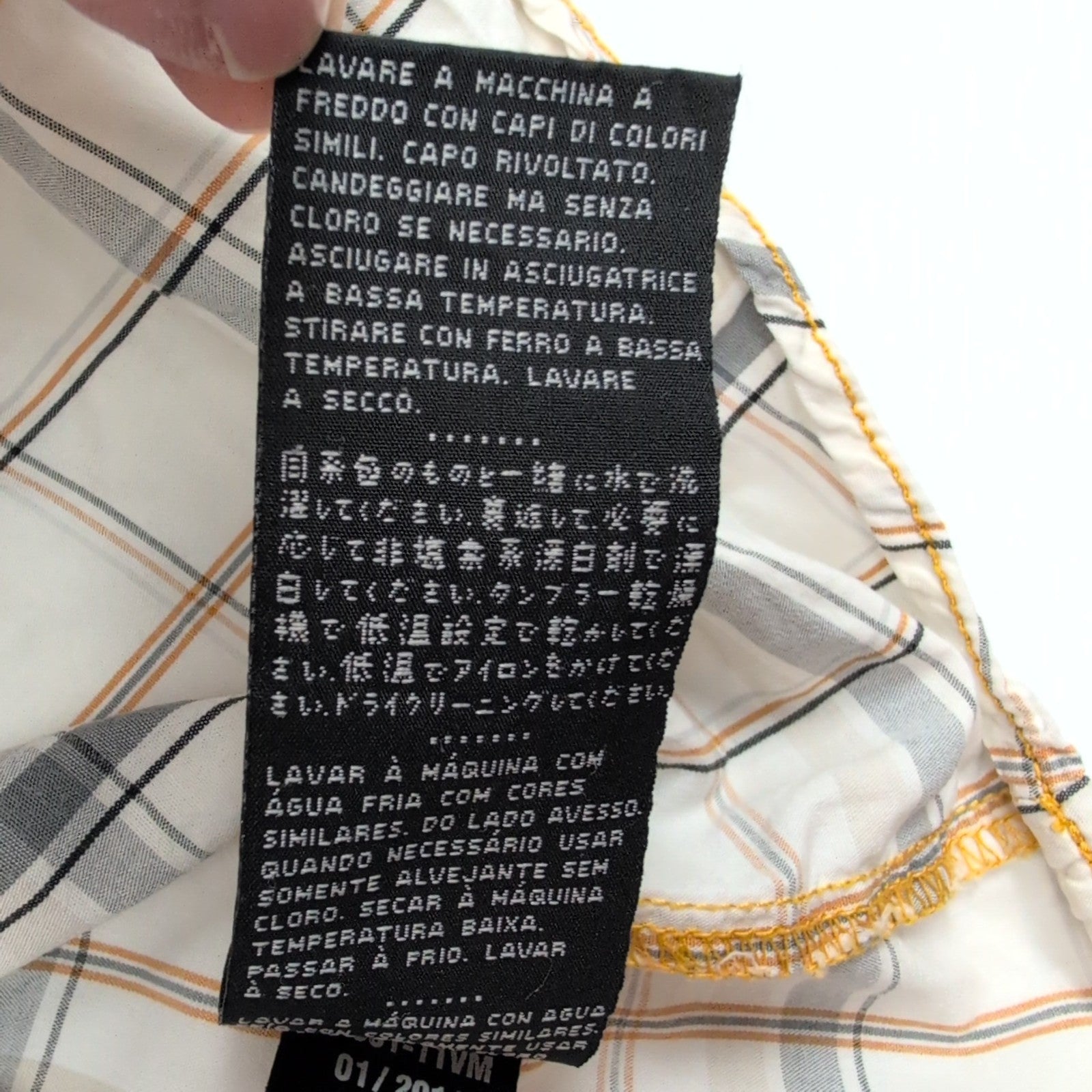 Chemise Harley-Davidson L Carreaux Blanc Cassé Logo Brodé manches courtes