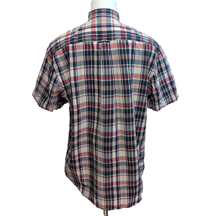 Chemise Nautica L bordeaux bleu marine à carreaux coton manches courtes