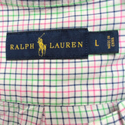 Chemise Ralph Lauren Taille L Carreaux Rose Vert Bleu 100% Coton Logo Bleu Marin