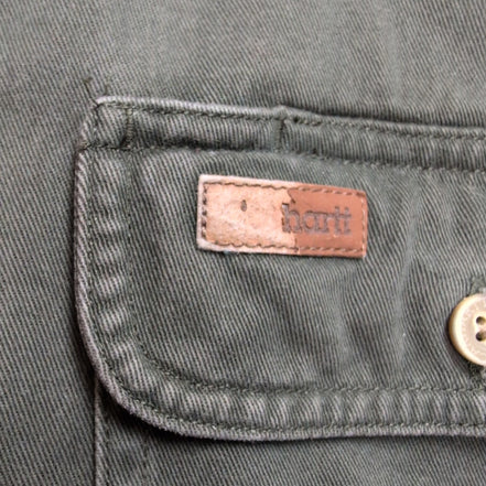 Chemise Carhartt XL Vert Foncé Vintage Workwear Épais Logo Cuir manches longues