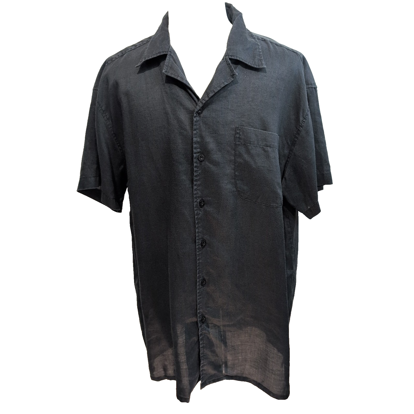 Chemise GB Collection XL 100% Lin Noire Manches Courtes Poche