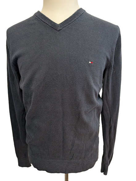 Pull Tommy Hilfiger - Col V - Bleu Marine - Premium Cotton - Taille M