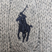 Pull POLO RALPH LAUREN Homme Gris Torsadé Cable Knit Logo Marine Taille XL XXL