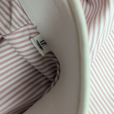 Chemise Ingram XL 17 Made in Italy Rouge Rayures Col Blanc Neuve Manches longues
