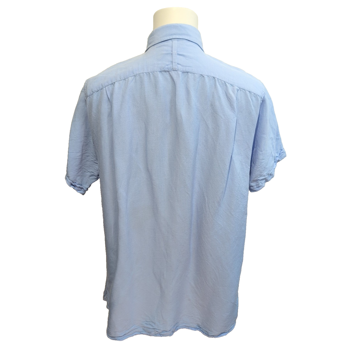 Chemise Nautica L Bleu Clair Rayonne Lin Manches Courtes Logo Brodé Vintage