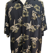 Chemise Hawaïenne Paradise Blue Noire à Fleurs Rayonne - Taille XL