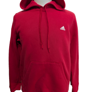 ➜ Sweat à Capuche Adidas Rouge Logo Blanc - Taille L (Ajusté)