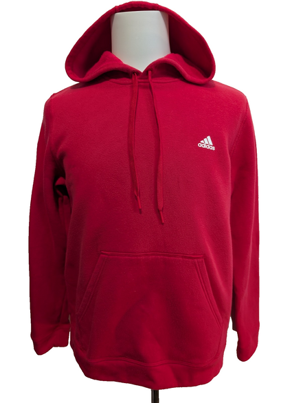 ➜ Sweat à Capuche Adidas Rouge Logo Blanc - Taille L (Ajusté)