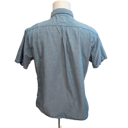 Chemise Levi's L Bleu Clair Moucheté 100% Coton Logo Manches Courtes