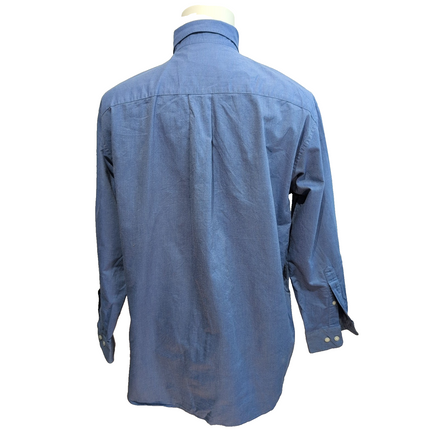 Chemise Nautica L/XL Bleu Uni Coton Oxford Logo Brodé Manches Longues