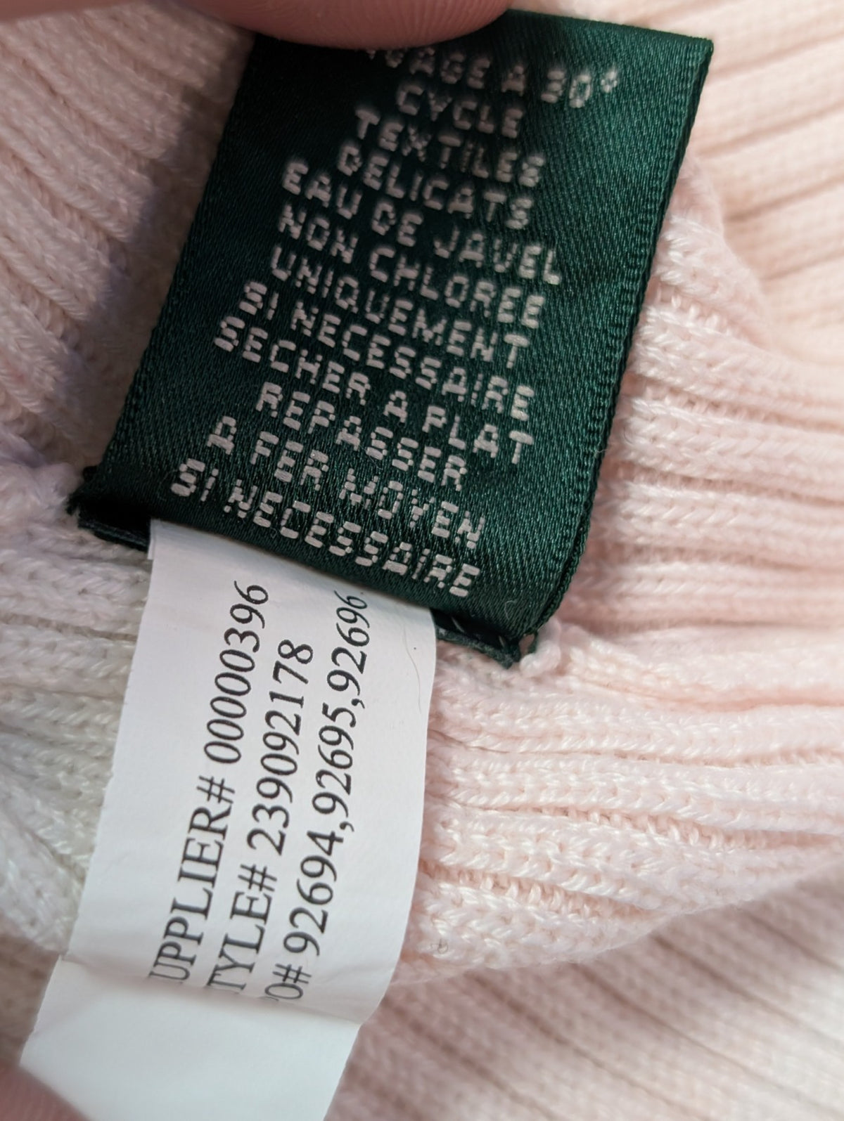 Pull femme LAUREN Ralph Lauren rose blanc rayures écusson taille S