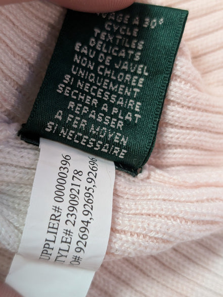 Pull femme LAUREN Ralph Lauren rose blanc rayures écusson taille S